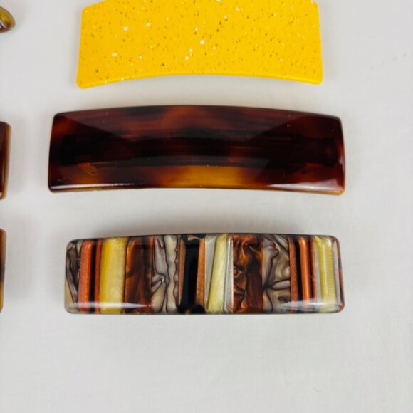 Lot of 12 Vintage Barrettes France Korea US Retro Tortoise Shell Beads main image 10